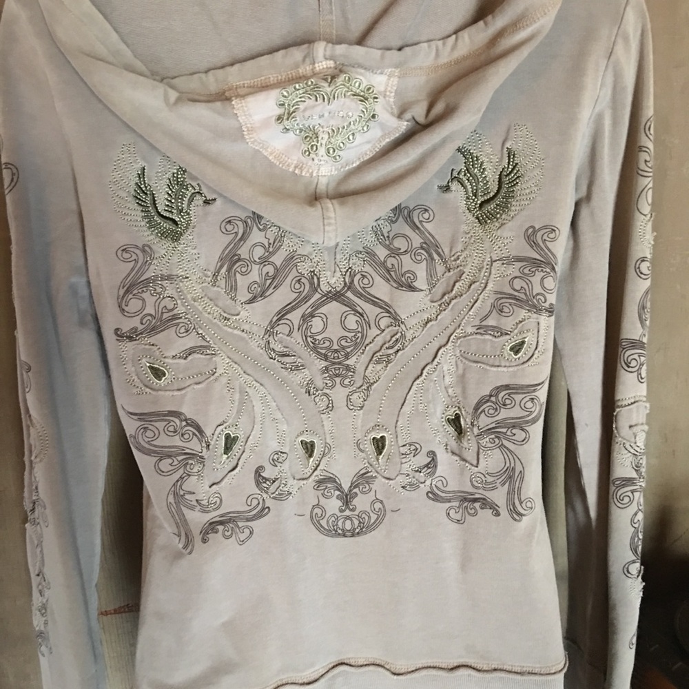 COPY - Zip down hooded sweatshirt. Taupe color. W…